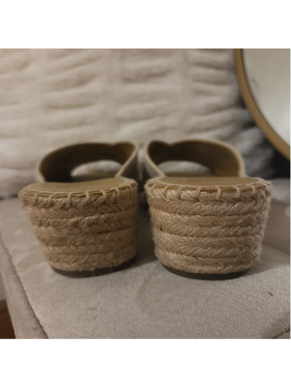 Women's Franco Sarto Beige Espadrille Wedge Sandals Size 7.5